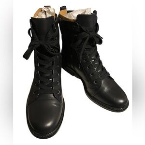 Alex Marie Black Lace-Up Combat Boots